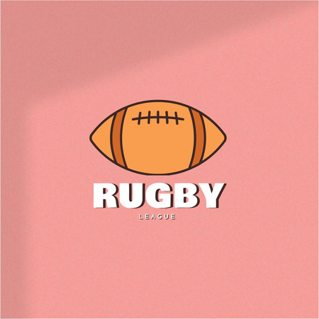 Illustrated Rugby Sport Team Emblem In Pink Logo Design Template