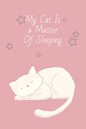 Cute Cat Sleeping in Pink Tumblr Design Template