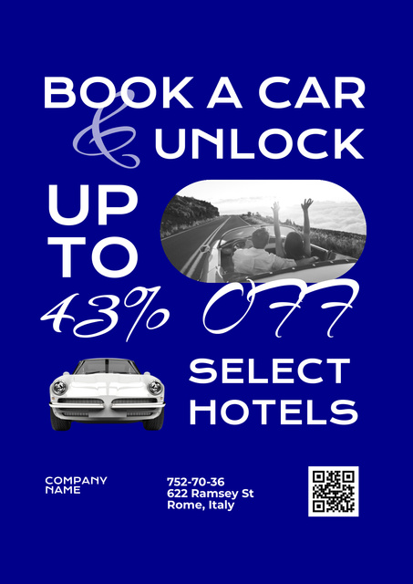 Template di design Car Rent Offer on Blue Poster
