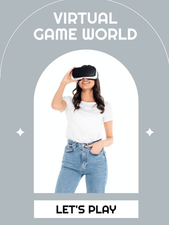 Woman in Virtual Reality Glasses Poster US Design Template