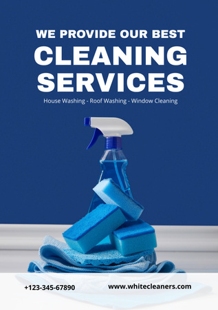Professional Cleaning Services Ad in Blue Flyer A5 Design Template