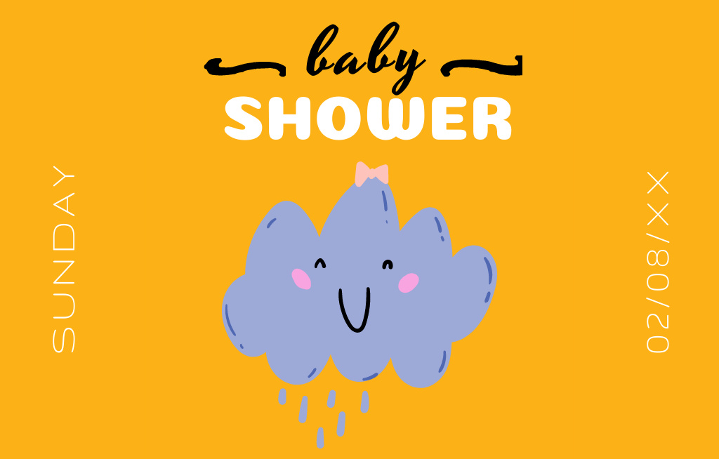 Joyful Baby Shower With Cute Smiling Cloud Invitation 4.6x7.2in Horizontal tervezősablon