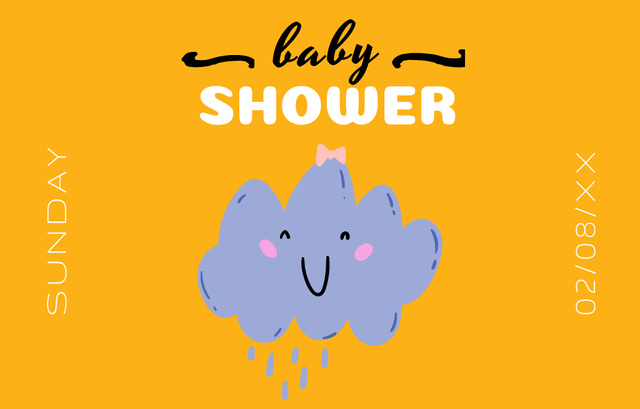 Joyful Baby Shower With Cute Smiling Cloud Invitation 4.6x7.2in Horizontal Πρότυπο σχεδίασης