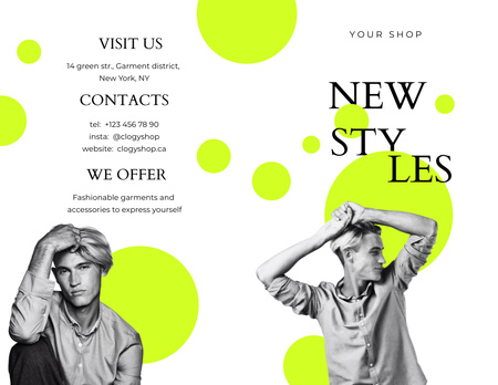 New Style with Young Man Brochure 8.5x11in Bi-fold Tasarım Şablonu
