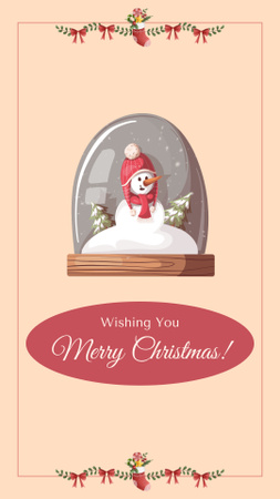 Designvorlage Herzliche Weihnachtswünsche mit süßem Schneemann für Instagram Video Story