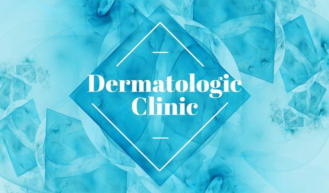 Dermatologic Clinic Ad with Paint Blots in Blue Business card Πρότυπο σχεδίασης
