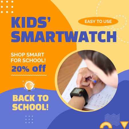 Ergonomic Smartwatch For Kids With Discount Animated Post Design Template