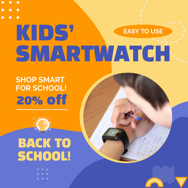 Ergonomic Smartwatch For Kids With Discount Animated Post Πρότυπο σχεδίασης