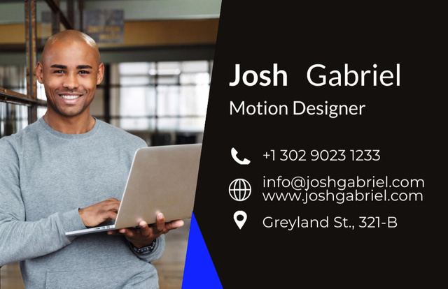 Szablon projektu Motion Designer Contacts Business Card 85x55mm