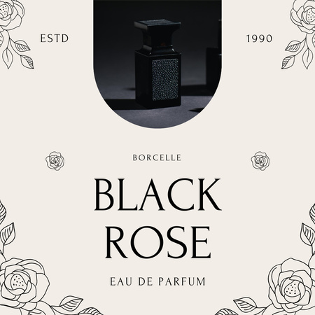 Designvorlage Parfüm mit schwarzem Rosenduft für Instagram