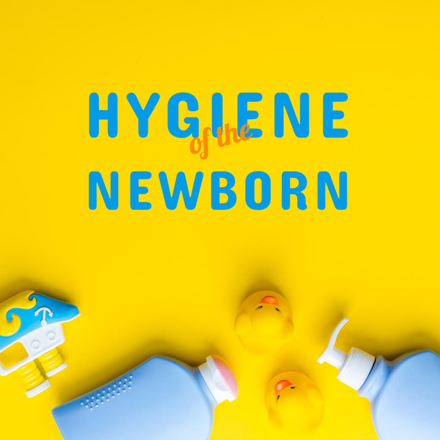 Hygiene of Newborn Ad with Baby Bottles Instagram Modelo de Design
