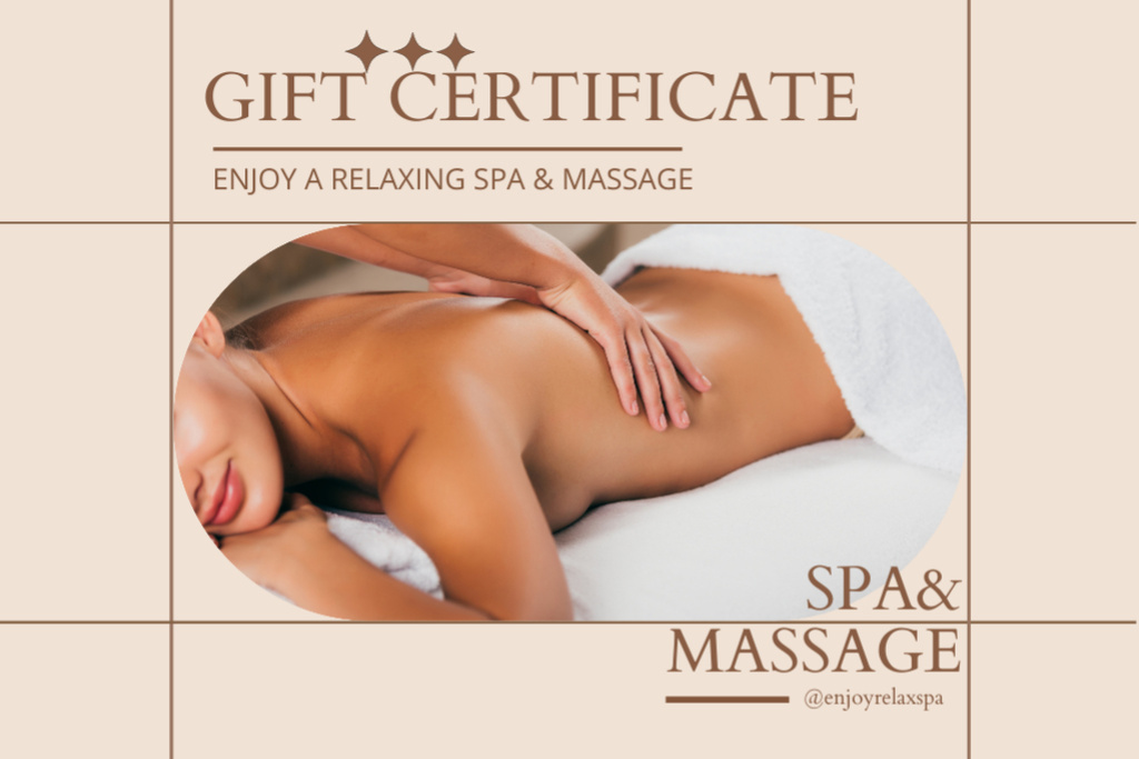 Plantilla de diseño de Spa and Massage Center Promotion Gift Certificate 