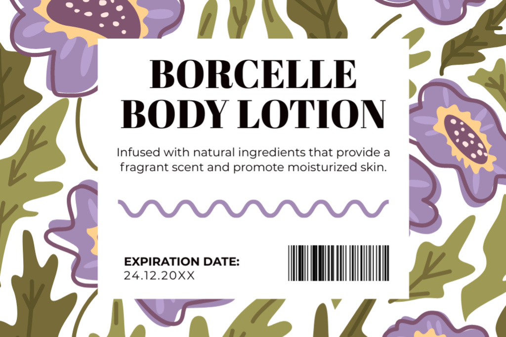 Cosmetic Body Lotion Label Šablona návrhu