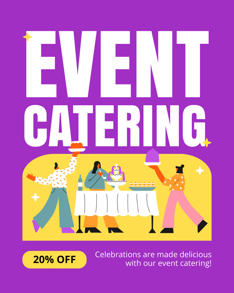 Template di design Event Catering Services with People at Banquet Instagram Post Vertical