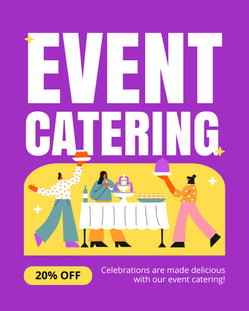 Event Catering Services with People at Banquet Instagram Post Vertical Design Template