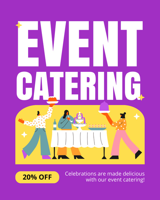 Ontwerpsjabloon van Instagram Post Vertical van Event Catering Services with People at Banquet