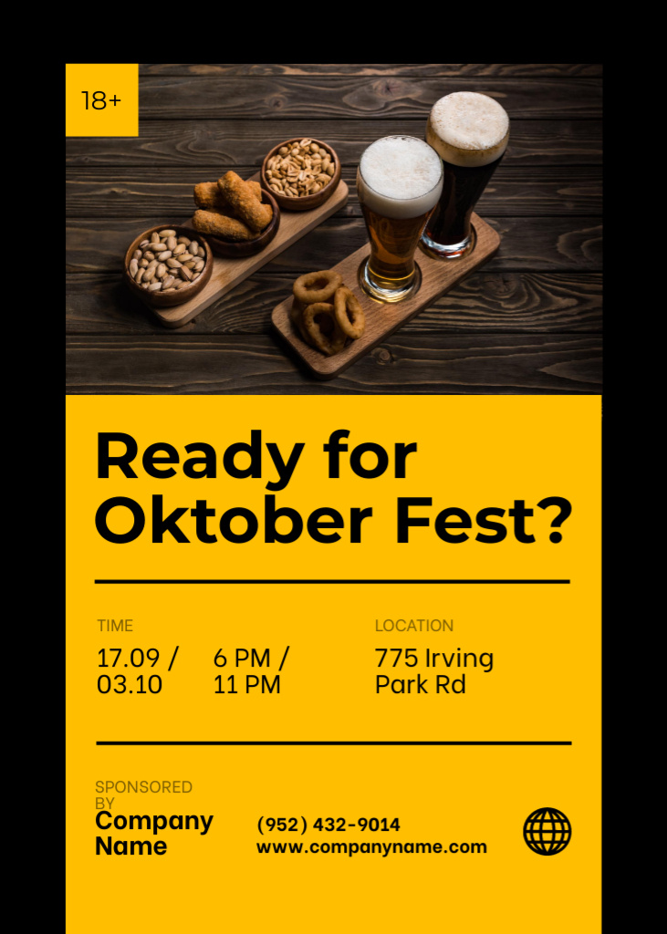Designvorlage Oktoberfest Festive Party Notification für Flayer