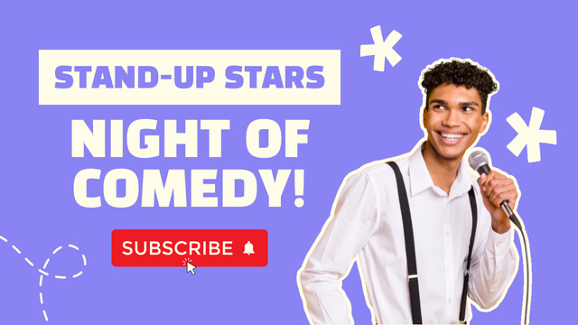 Night of Comedy with Stand-up Stars Youtube Thumbnail Design Template