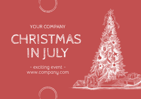  July Christmas Party Announcement Flyer A5 Horizontal Design Template