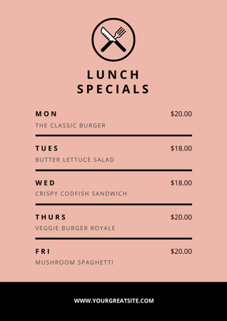 Daily Dishes Price-List on Pink Menu Design Template