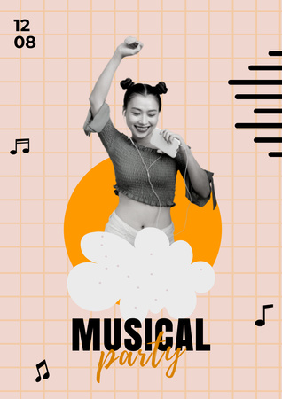 Music Party Announcement Poster A3 Design Template