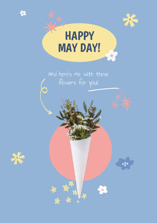 May Day Celebration Announcement Postcard A5 Vertical Design Template
