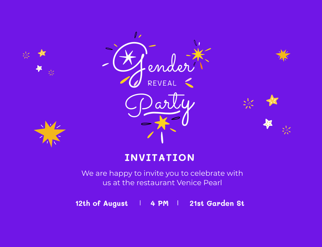 Gender Reveal Party Announcement Invitation 13.9x10.7cm Horizontal Modelo de Design