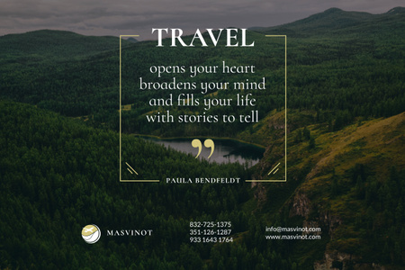 Plantilla de diseño de Inspiration Quote about Travelling with Majestic Mountains Poster 24x36in Horizontal 