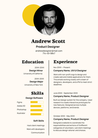 Навички та досвід продуктового дизайнера Resume – шаблон для дизайну