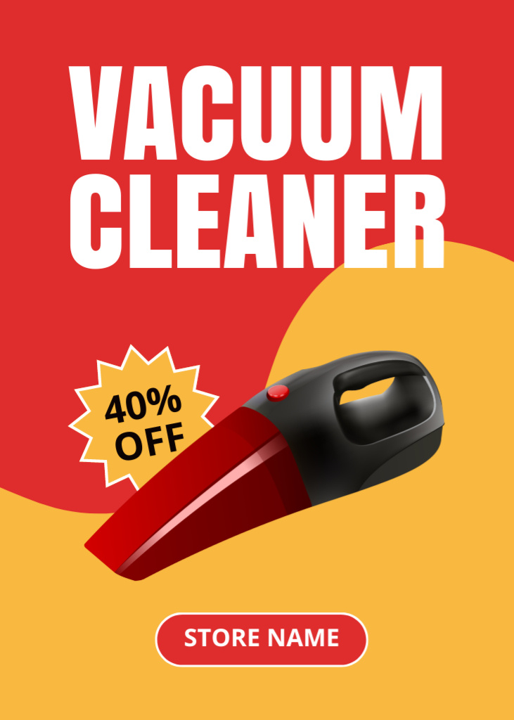 Handheld Vacuum Cleaner for Household Red and Yellow Flayer Šablona návrhu