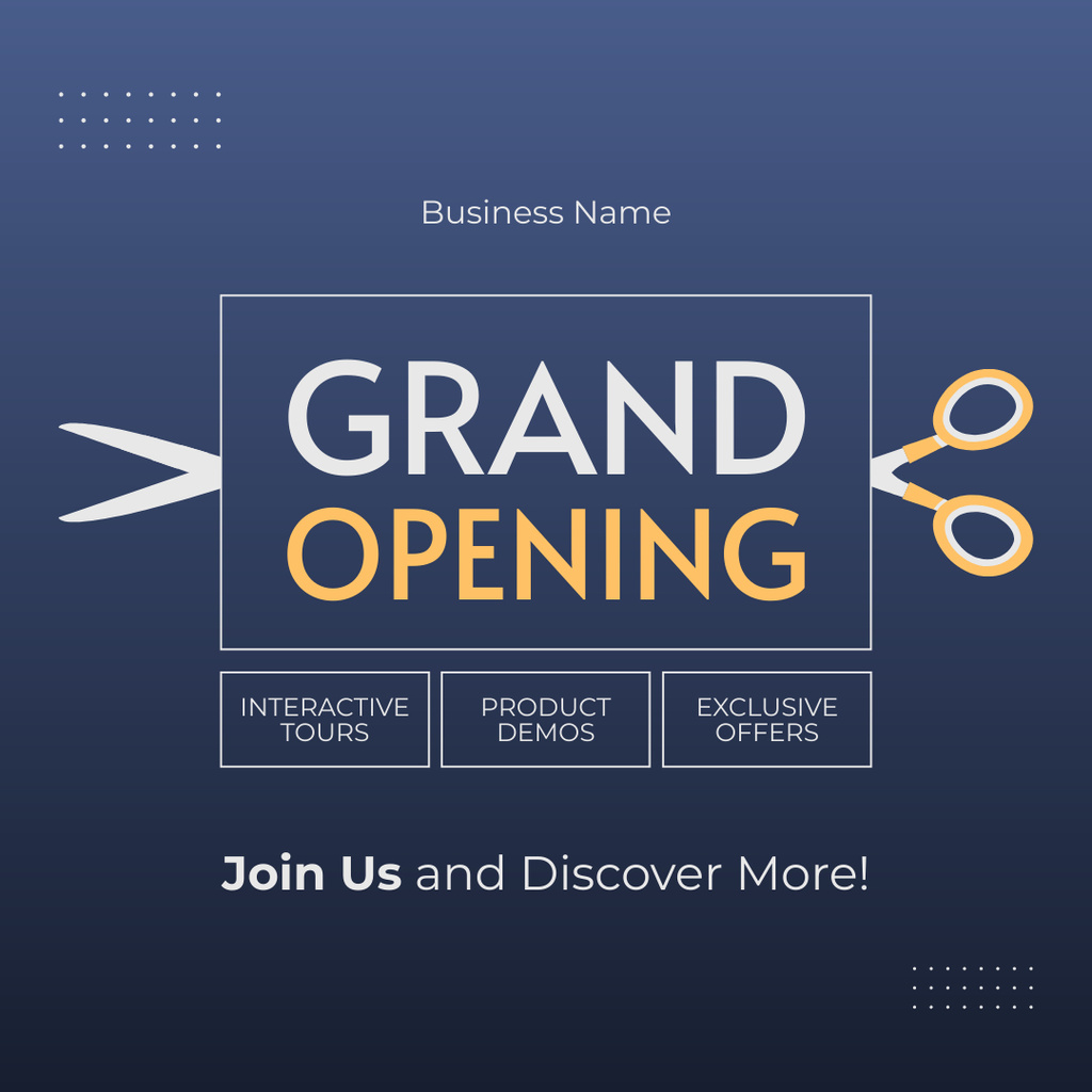 Ribbon Cutting Ceremony And Grand Opening Event With Promo Instagram Tasarım Şablonu