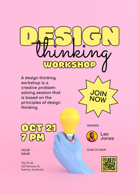 Design Thinking Workshop Announcement Poster tervezősablon