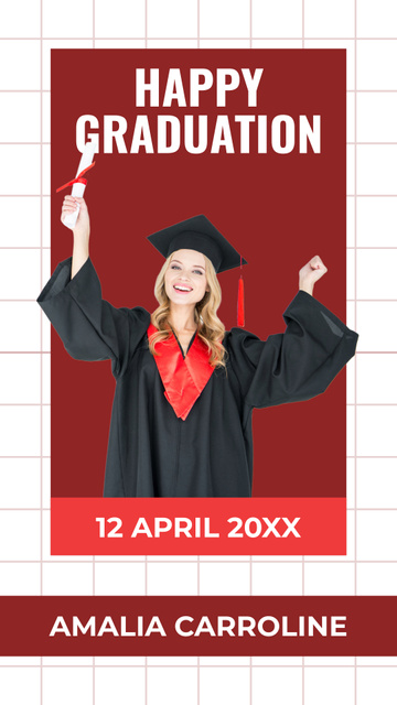Happy Graduation Day to Young Woman Instagram Story Design Template