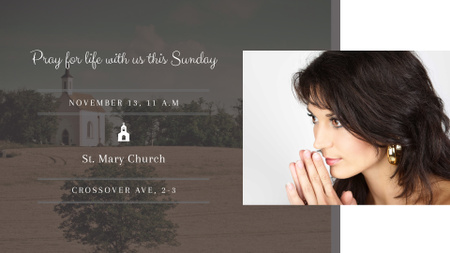 Church invitation with Woman Praying FB event cover Modelo de Design