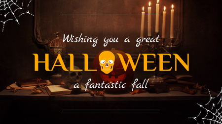 Modèle de visuel Grands souhaits d'Halloween avec des symboles effrayants - Full HD video