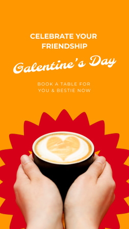 Cafe Offer for Galentine`s Day with Coffee Instagram Video Story Design Template