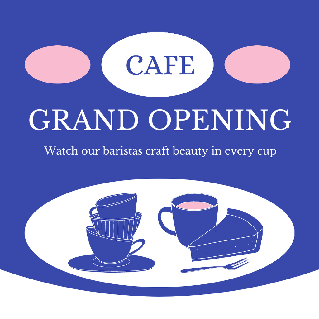 Ontwerpsjabloon van Instagram van Homely Cafe Grand Opening With Drinks And Treats