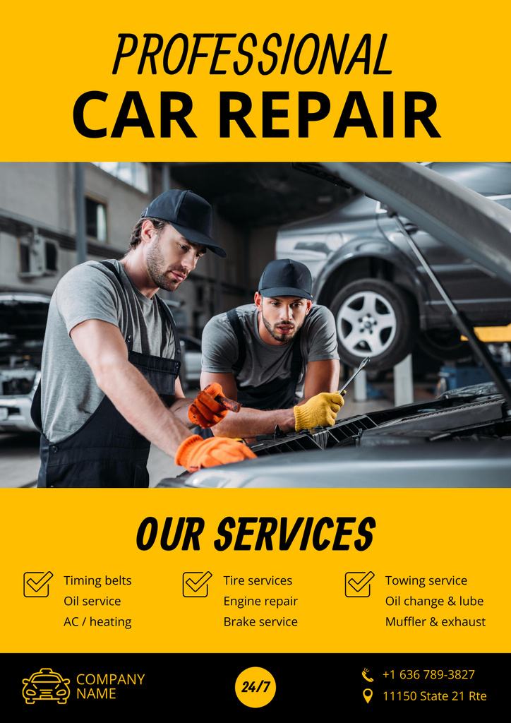 Offer of Professional Car Repair Poster – шаблон для дизайна