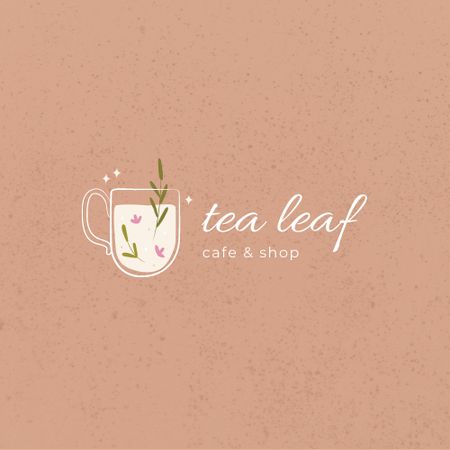 Cafe Ad with Tea Cup Logo Design Template