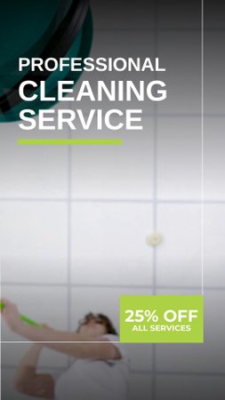 Serviço de limpeza profissional com desconto e esfregão TikTok Video Modelo de Design