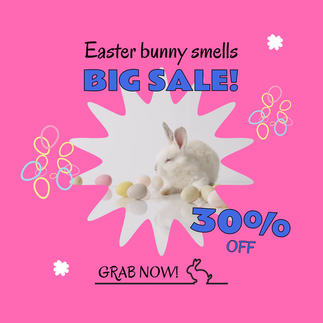 Bunny With Colorful Eggs Sale Offer Animated Post Design Template