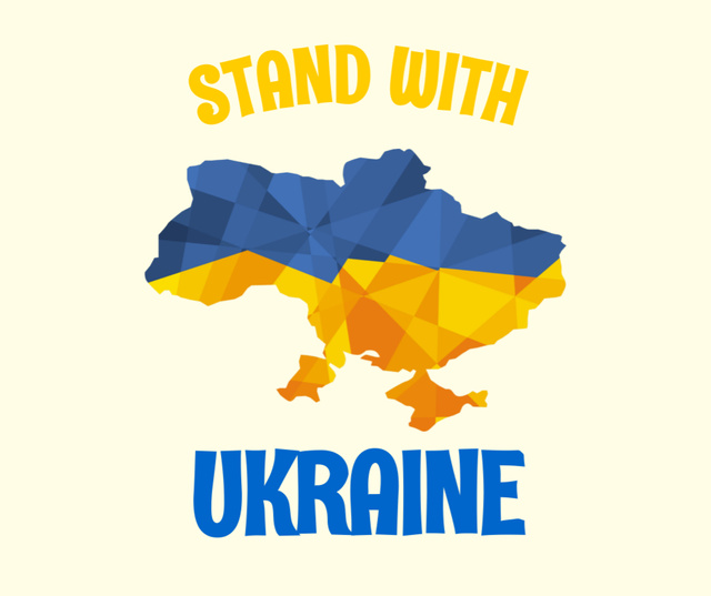 Stand with Ukraine Phrase in Yellow and Blue Facebook Πρότυπο σχεδίασης