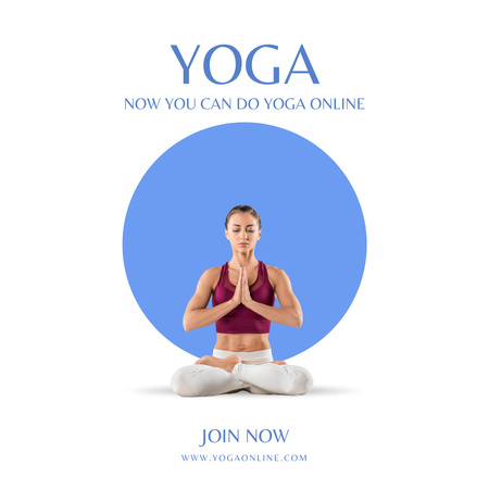 Designvorlage Yoga-Kursanzeige mit Frau in Lotus-Pose für Instagram