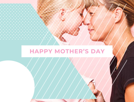Happy Mother's Day With Happy Mother And Daughter Postcard 4.2x5.5in Design Template