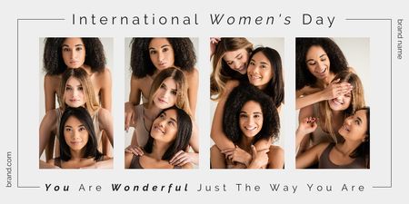 Young Women hugging on International Women's Day Twitter Design Template