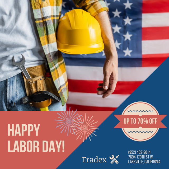 Template di design Labor Day Greetings And Discounts For Tools Instagram