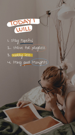 Mental Health Inspiration with Woman reading Magazine Instagram Story Design Template