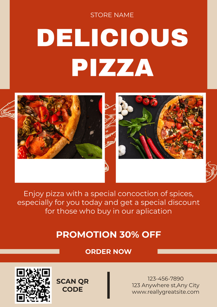 Collage with Discount on Delicious Pizza Poster tervezősablon
