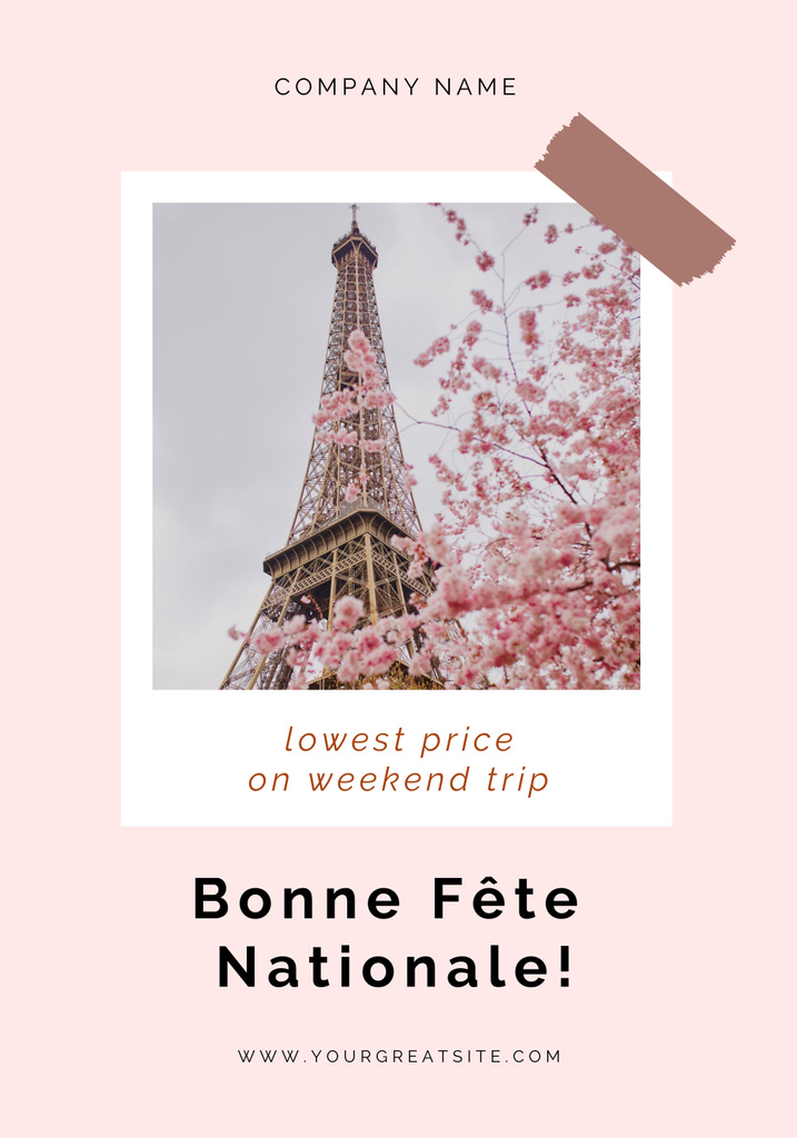Happy Bastille Day on Pink Poster 28x40in – шаблон для дизайну