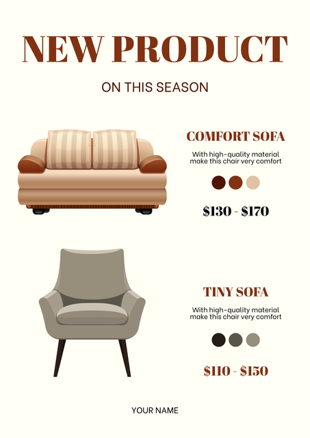 New Furniture Models of Grey and Beige Palette Poster Πρότυπο σχεδίασης